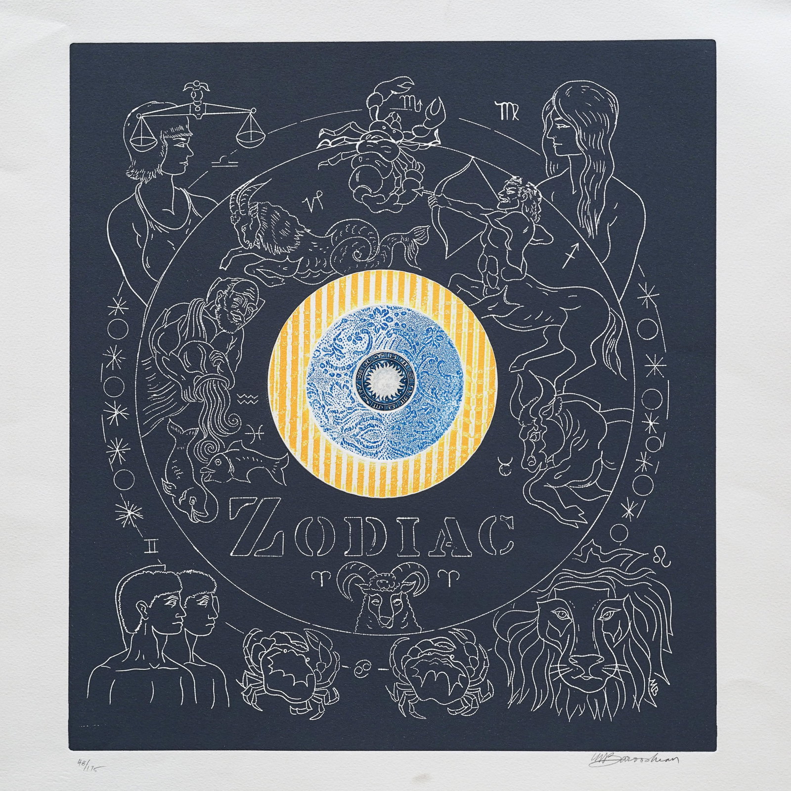 Martin Barooshian (American,1929) "Zodiac" Etching On Paper (1 of 4)