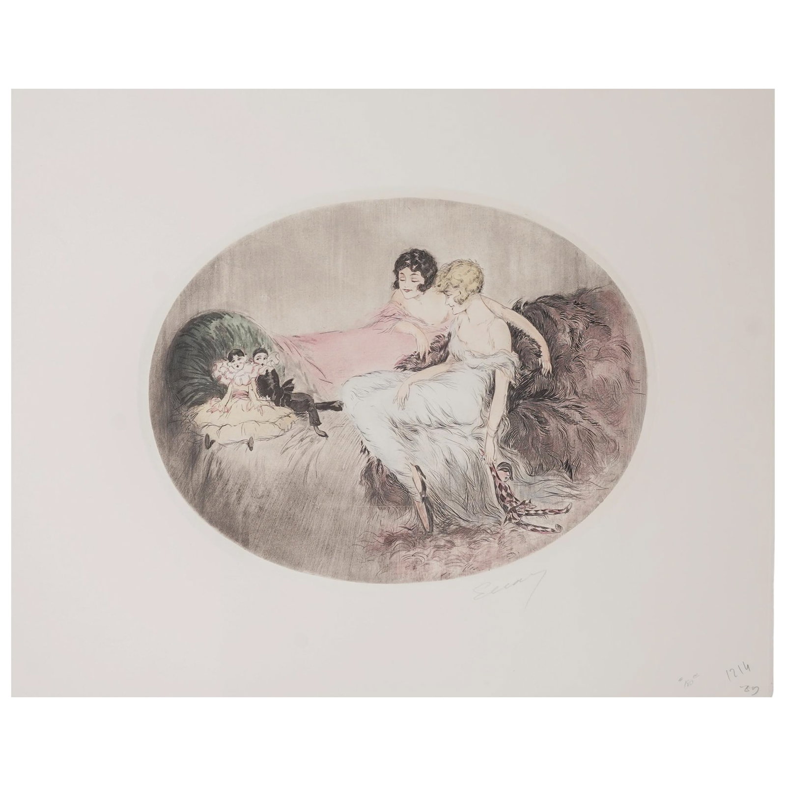 After Cote Bernart (20th Cent., French) "French Dolls" Color Engraving (1 of 8)