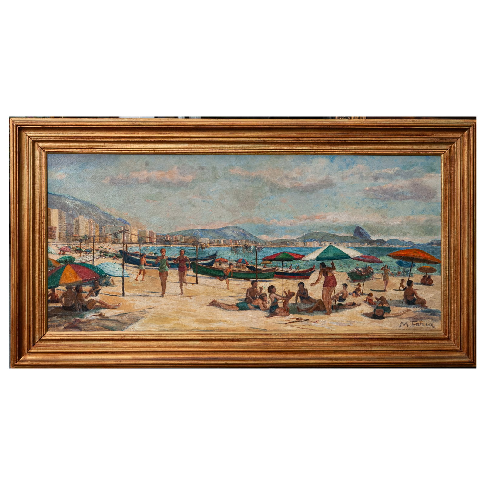 Manuel Faria (Brazilian, 1895-1980) Beach Scene, Oil on Canvas (1 of 6)