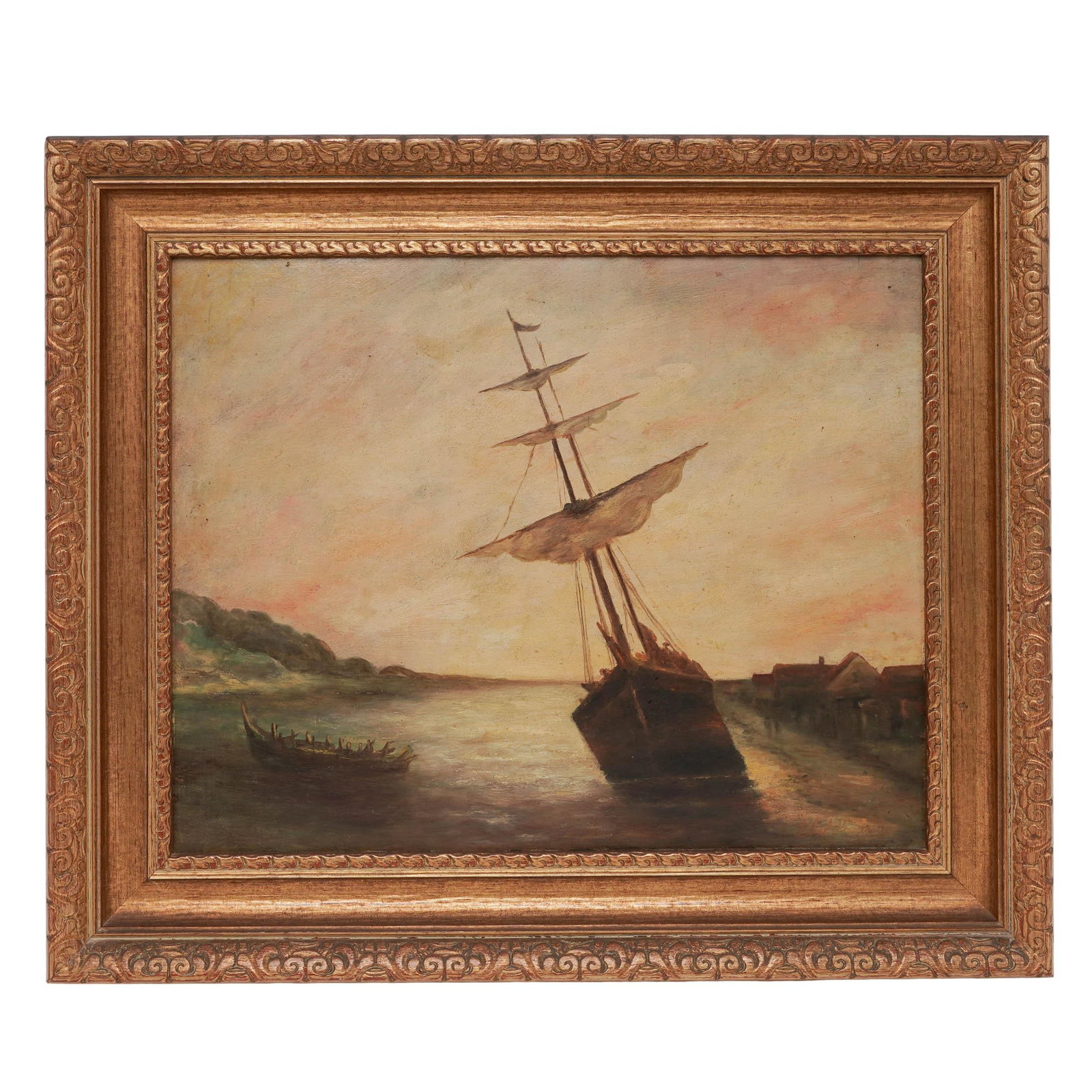CW Shepherd Seascape Oil on Canvas: CW Shepherd Seascape Oil on Canvas 20th century, Dutch Oil on canvas painting of ships in a seascape. Signed in bottom right "CW Shepherd". Frame H 21.5" x W 25.5" Image H 15.5" x W 19.625"