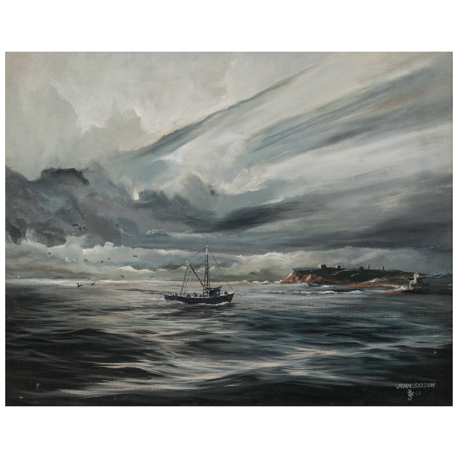 John Sisson (American, 20th cent.) Seascape Oil on Canvas (1 of 5)