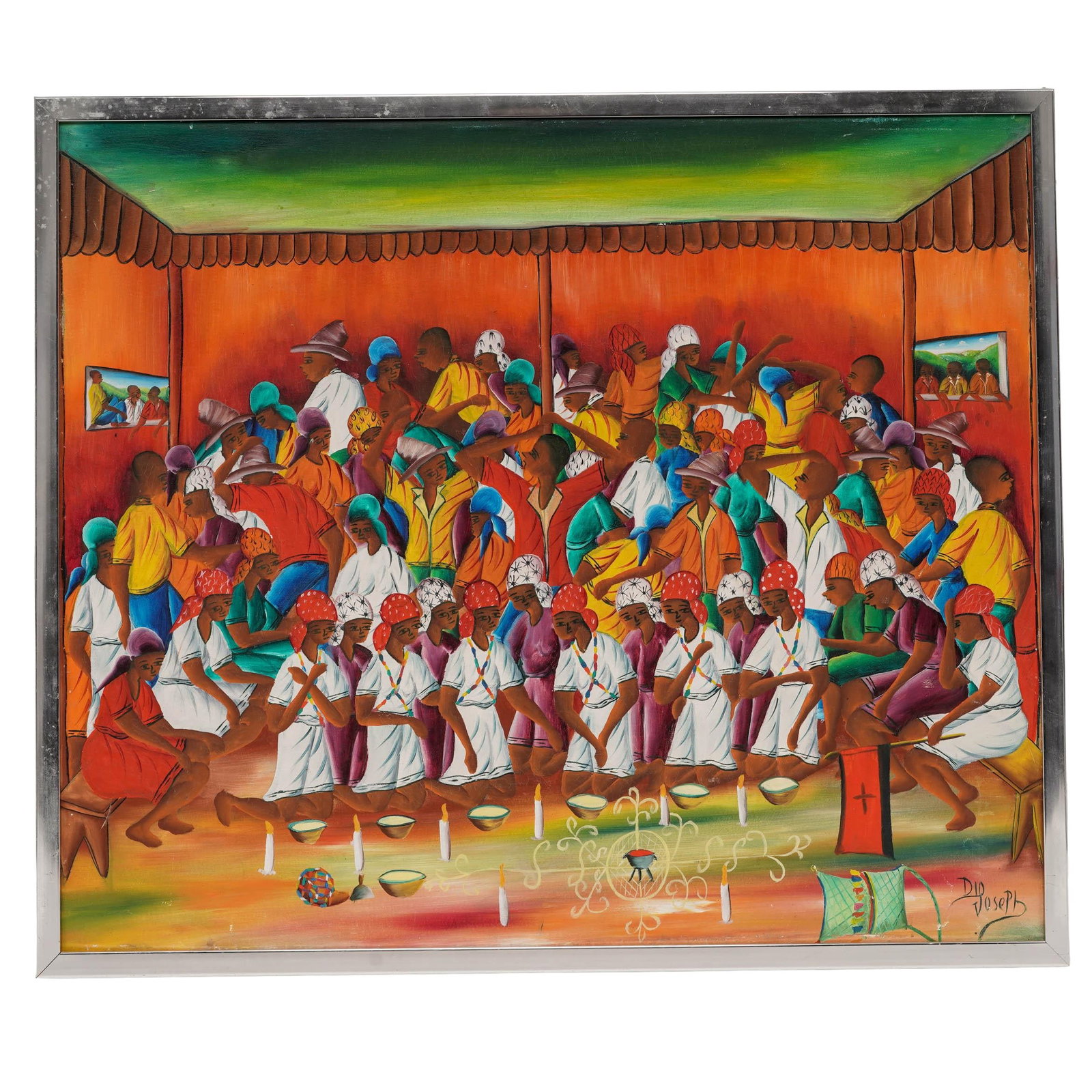 Dio Joseph (Haitian) 'Voodoo Ceremony' Acrylic on Canvas (1 of 4)