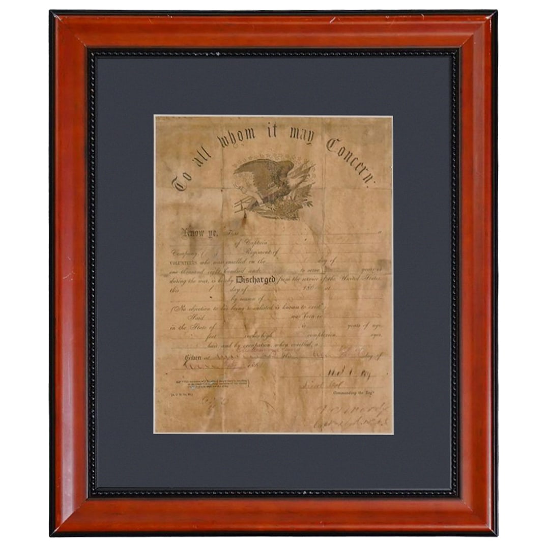 Framed 1864 US Army Discharge Certificate (1 of 5)