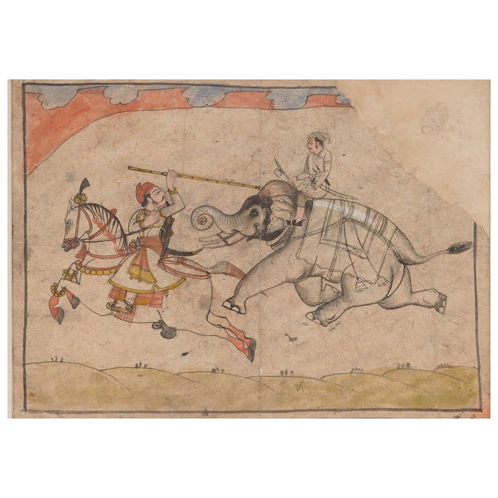 Antique Indian Battle Scene Painting (1 of 4)