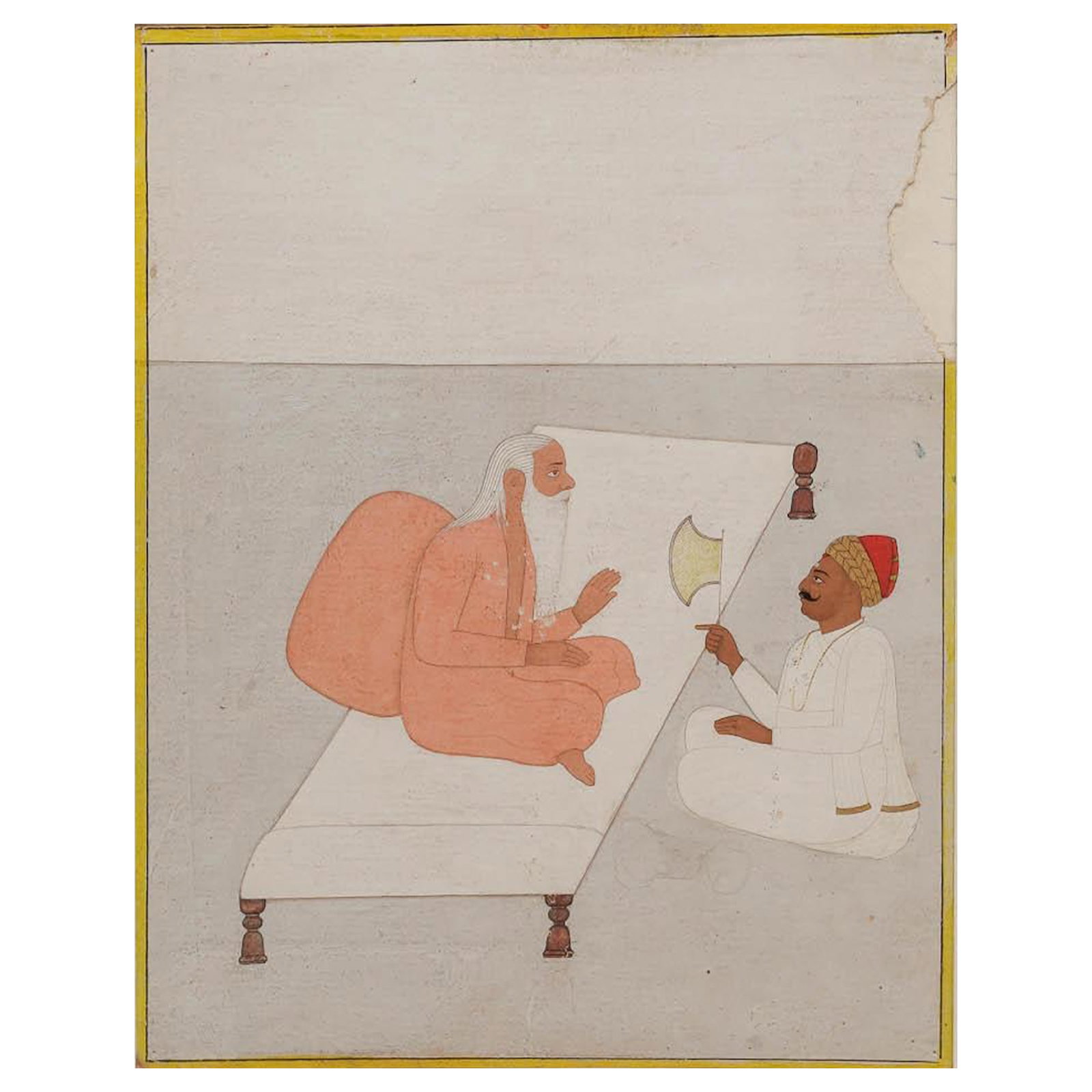 Antique Indian Guru–Shishya Gouache Painting (1 of 5)