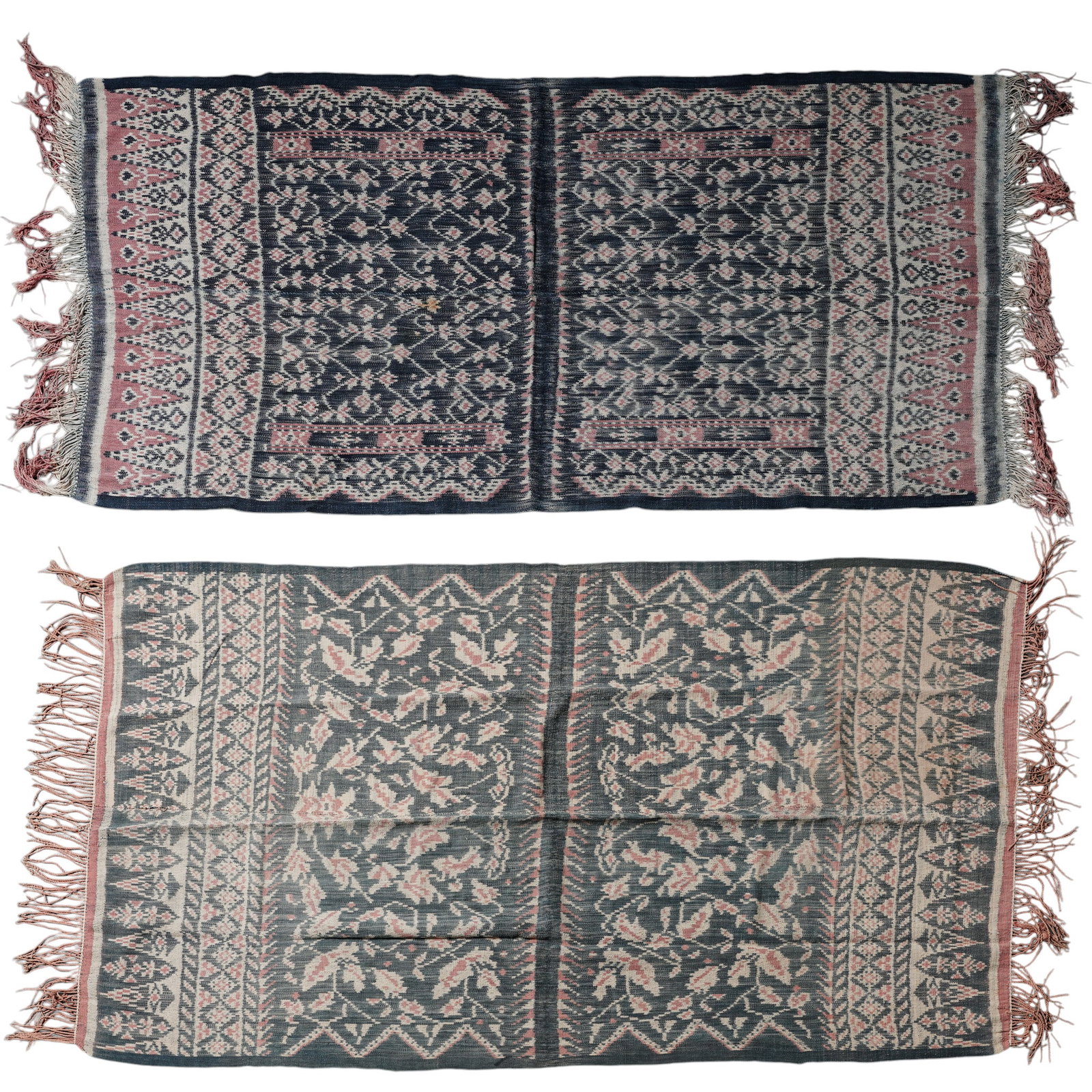 (2 pc) Indonesian Lafa Ceremonial Cloths: (2 pc) Indonesian Lafa Ceremonial Cloths Late 19th - Early 20th Cent, Indonesia Two hand-spun cotton lafa, worn by men during cultural ceremonies. Private Estate New York, NY L 44" x W 24" each