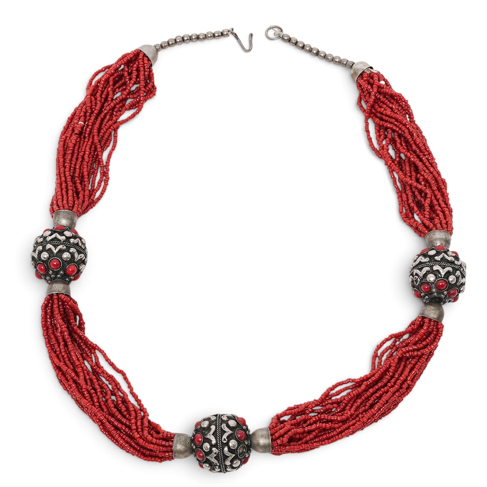 Vintage Tribal Coral Seed Bead Necklace (1 of 5)
