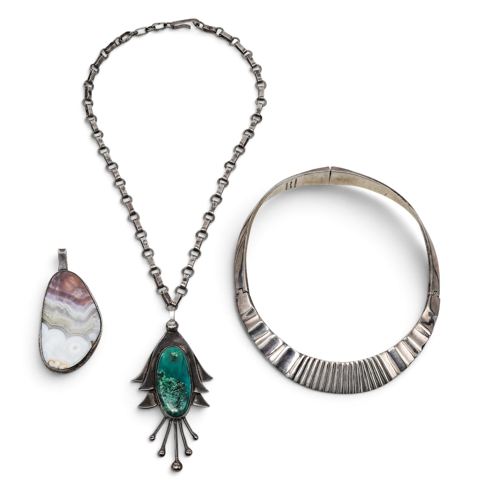 (3 Pcs) Mexican Sterling Silver and Hardstone Jewelry Lot (1 of 10)