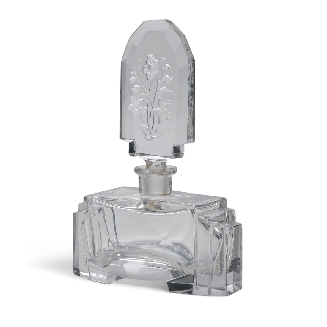 Art Deco Intaglio Cut Crystal Perfume Bottle (1 of 8)