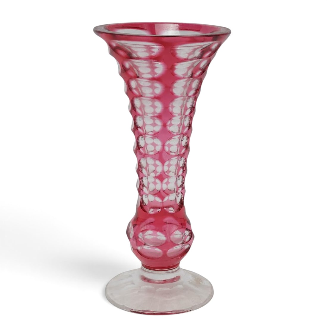 Antique Cranberry Cut To Clear Crystal Vase (1 of 6)