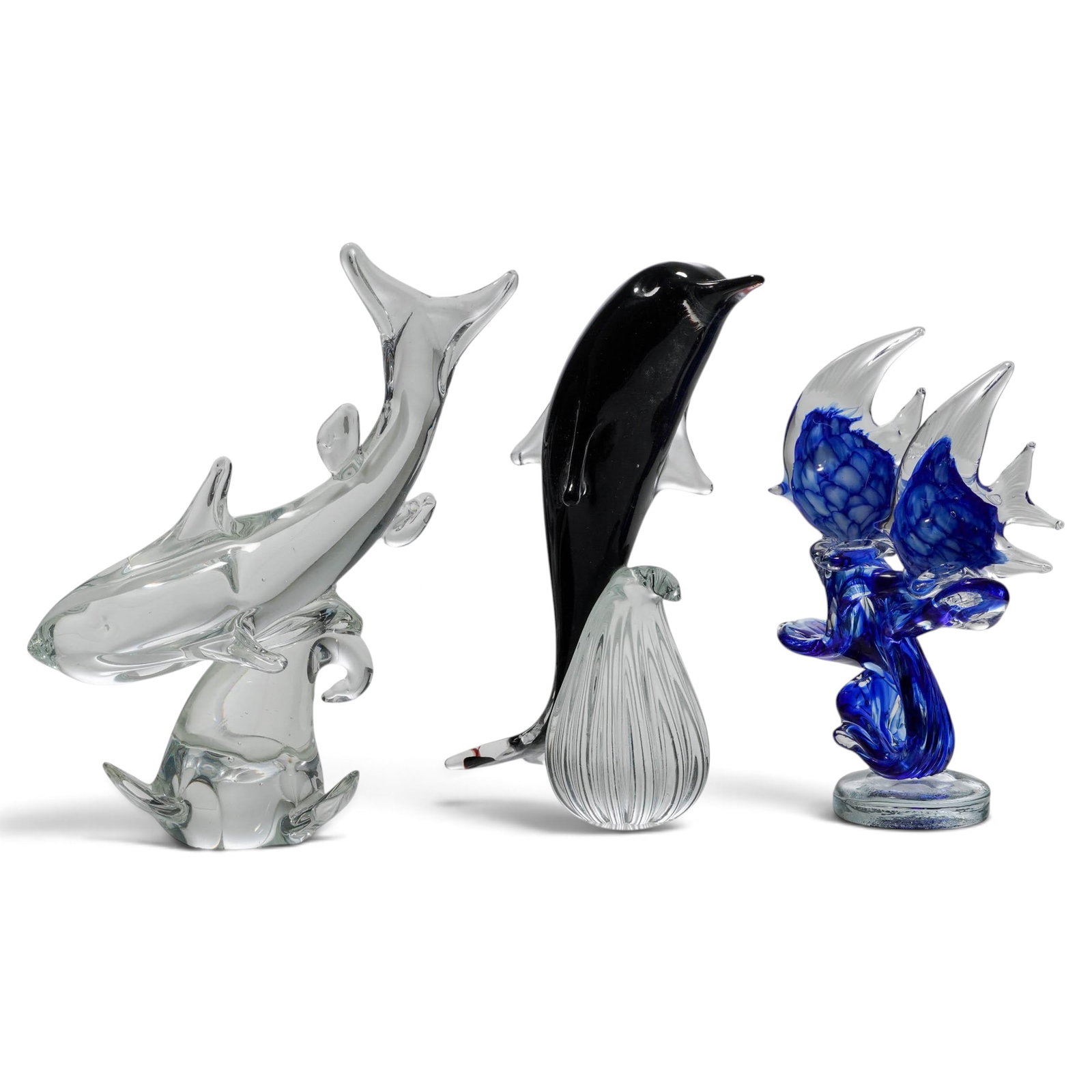 (3 pc) Vintage Art Glass Marine Animal Sculptures (1 of 4)