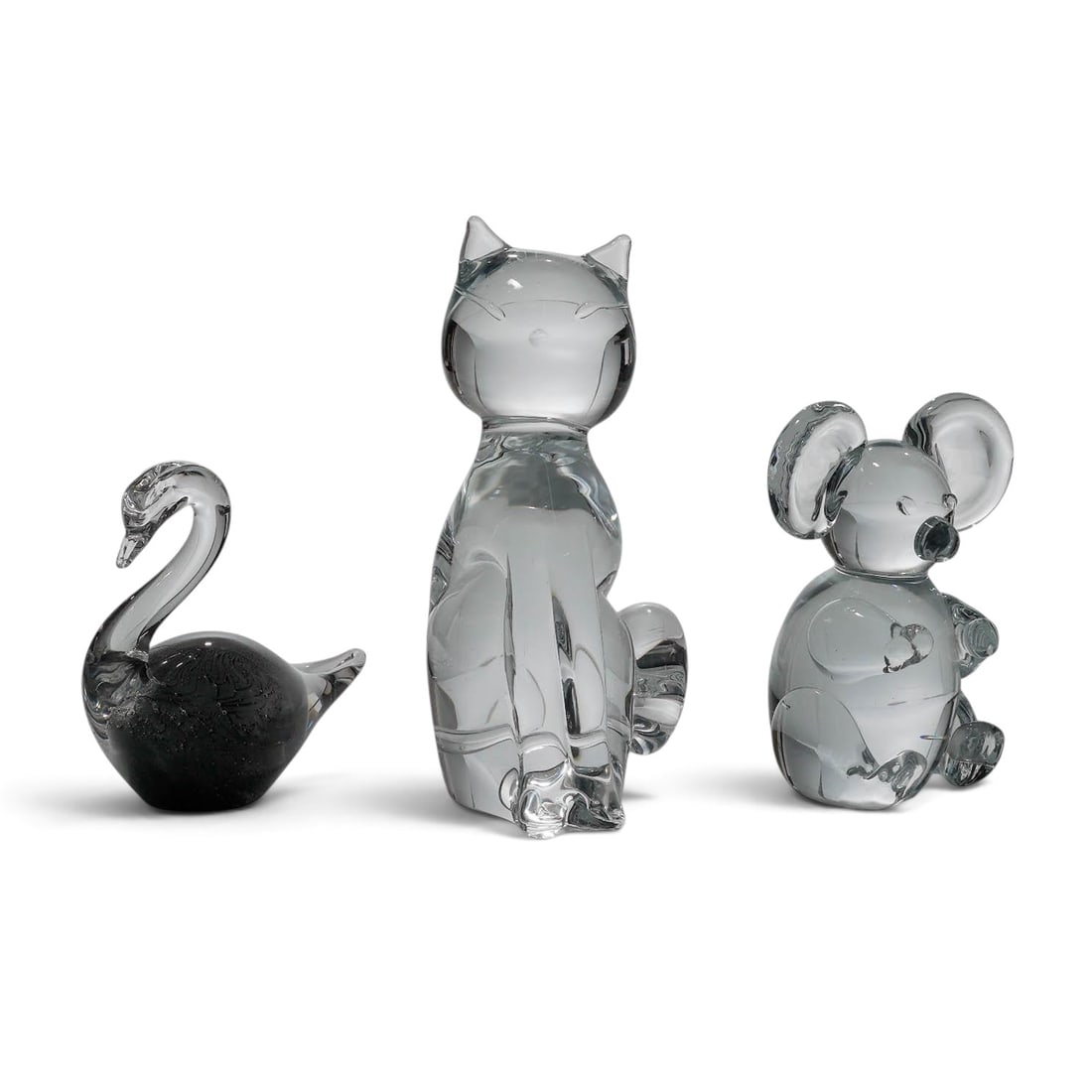 (3 pc) Art Glass Koala, Cat, & Swan Figurines (1 of 8)