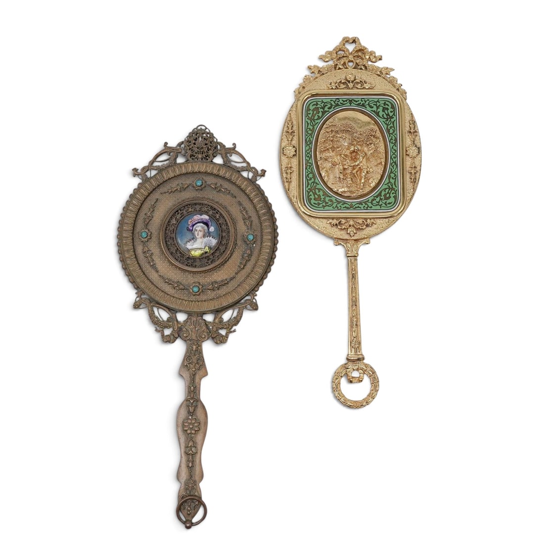(2pc) Antique French Hand Mirrors (1 of 7)