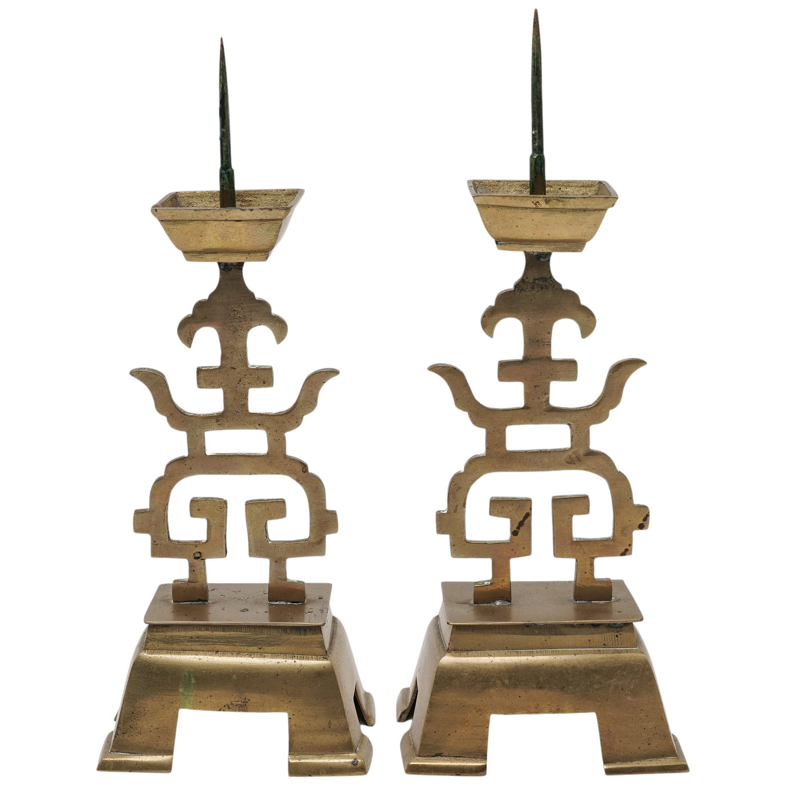 Pair Cast Brass Pricket Candlesticks (1 of 6)