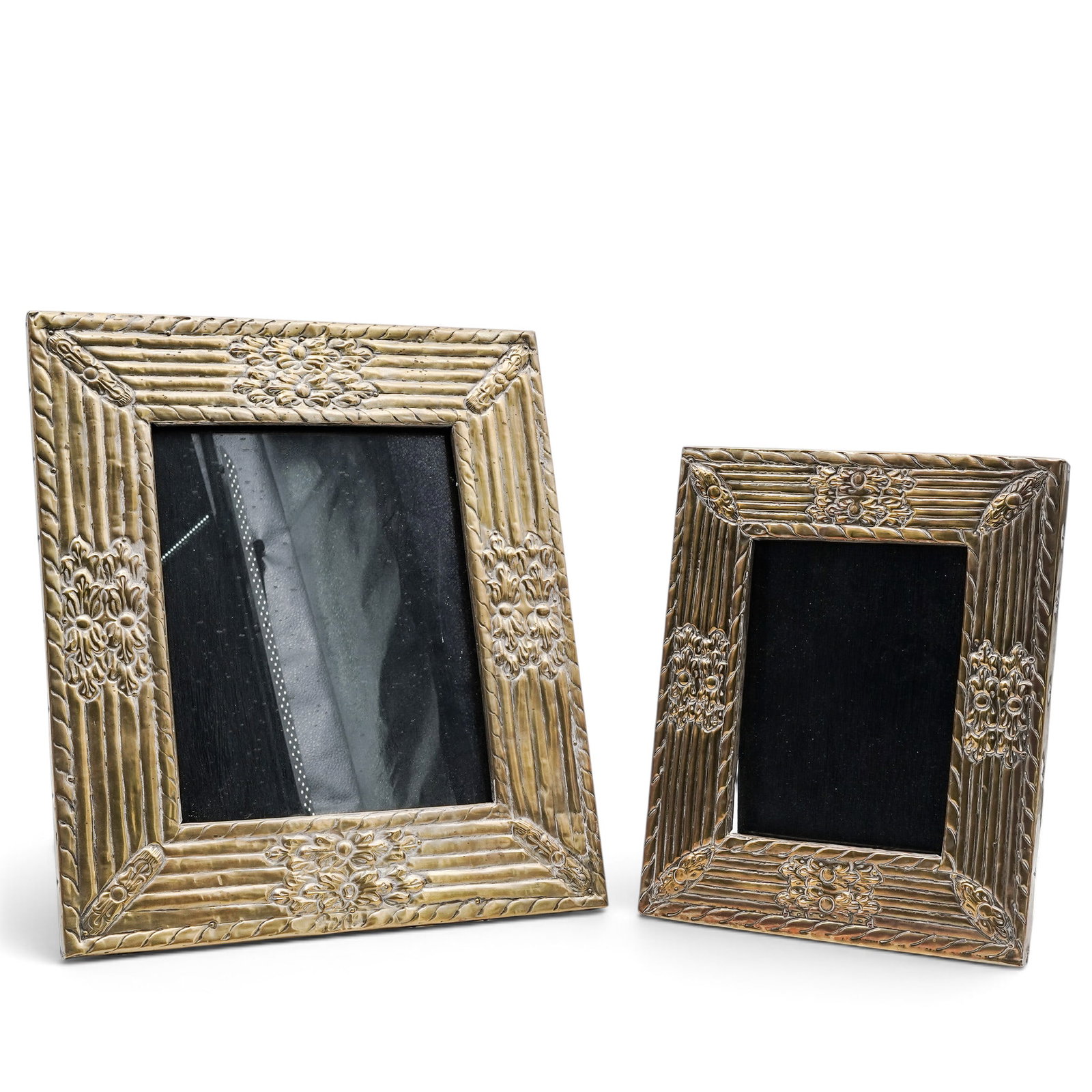 (2 pc) Brass Repousse Picture Frames (1 of 5)