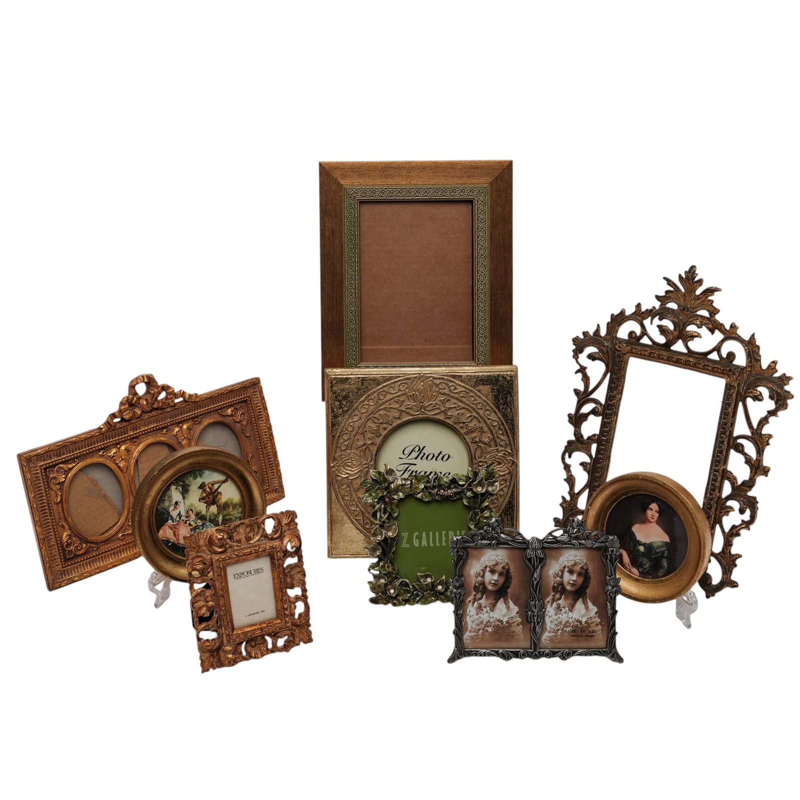 (9 pc) Assortment Antique and Vintage Picture Frames (1 of 4)
