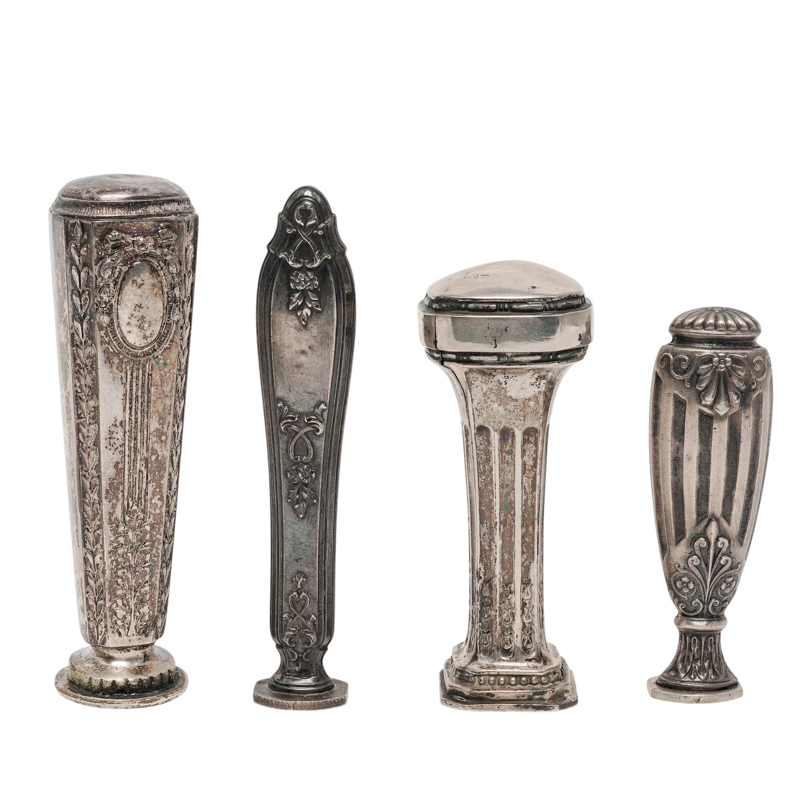 (4 Pc) Collection Antique Silver-Plated Wax Seal Stamps (1 of 7)