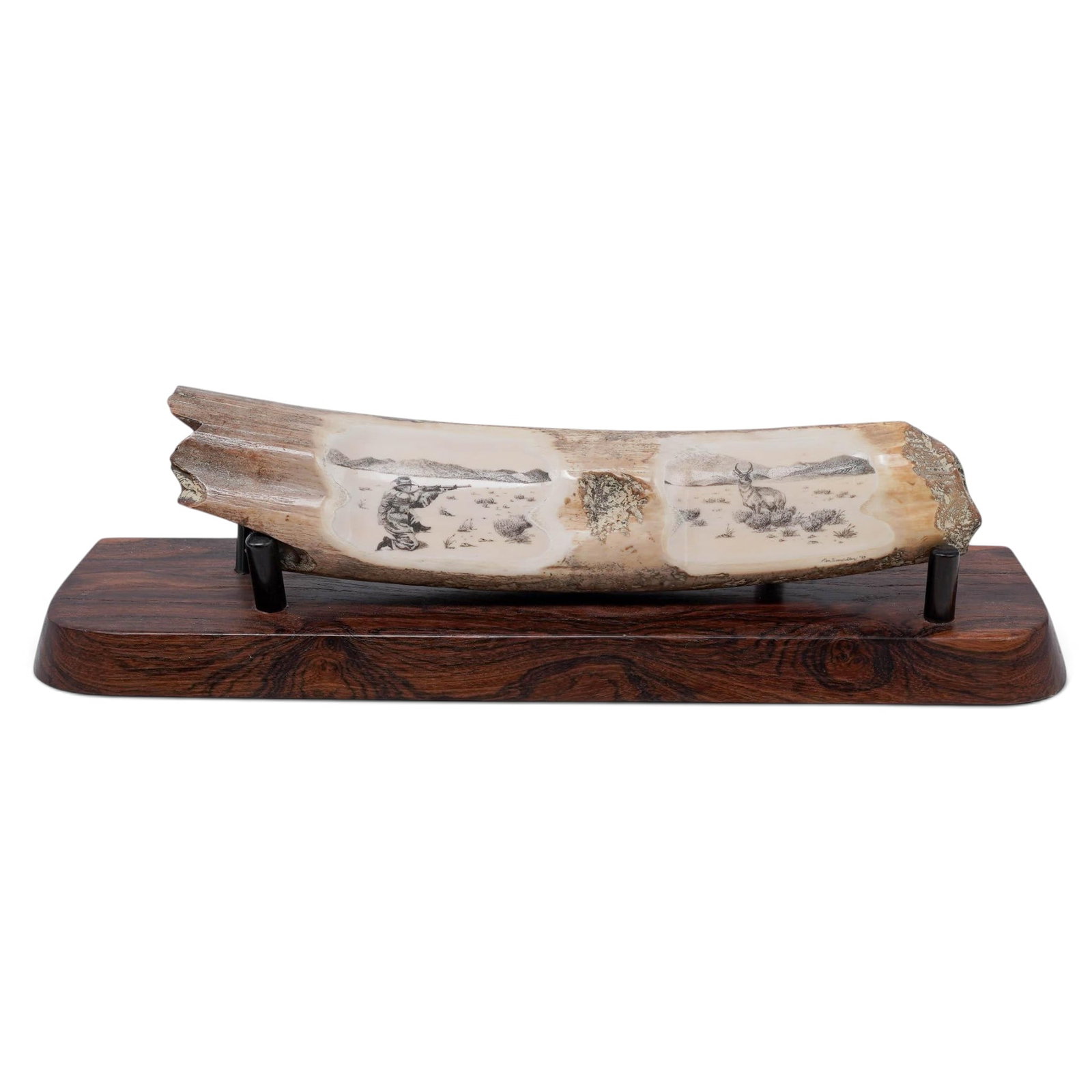 Ron Soodalter (American, 20th Cent.) Hunting Scene Scrimshaw (1 of 9)
