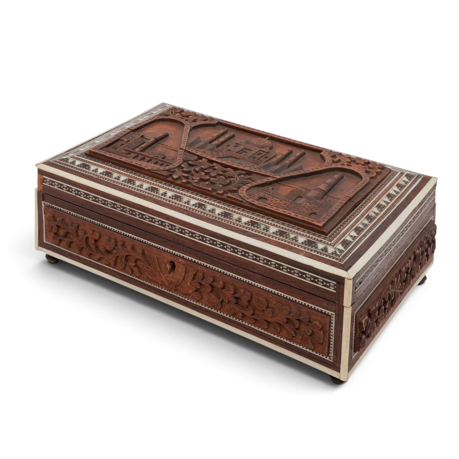 Indian Carved & Inlay Wood Trinket Box (1 of 11)