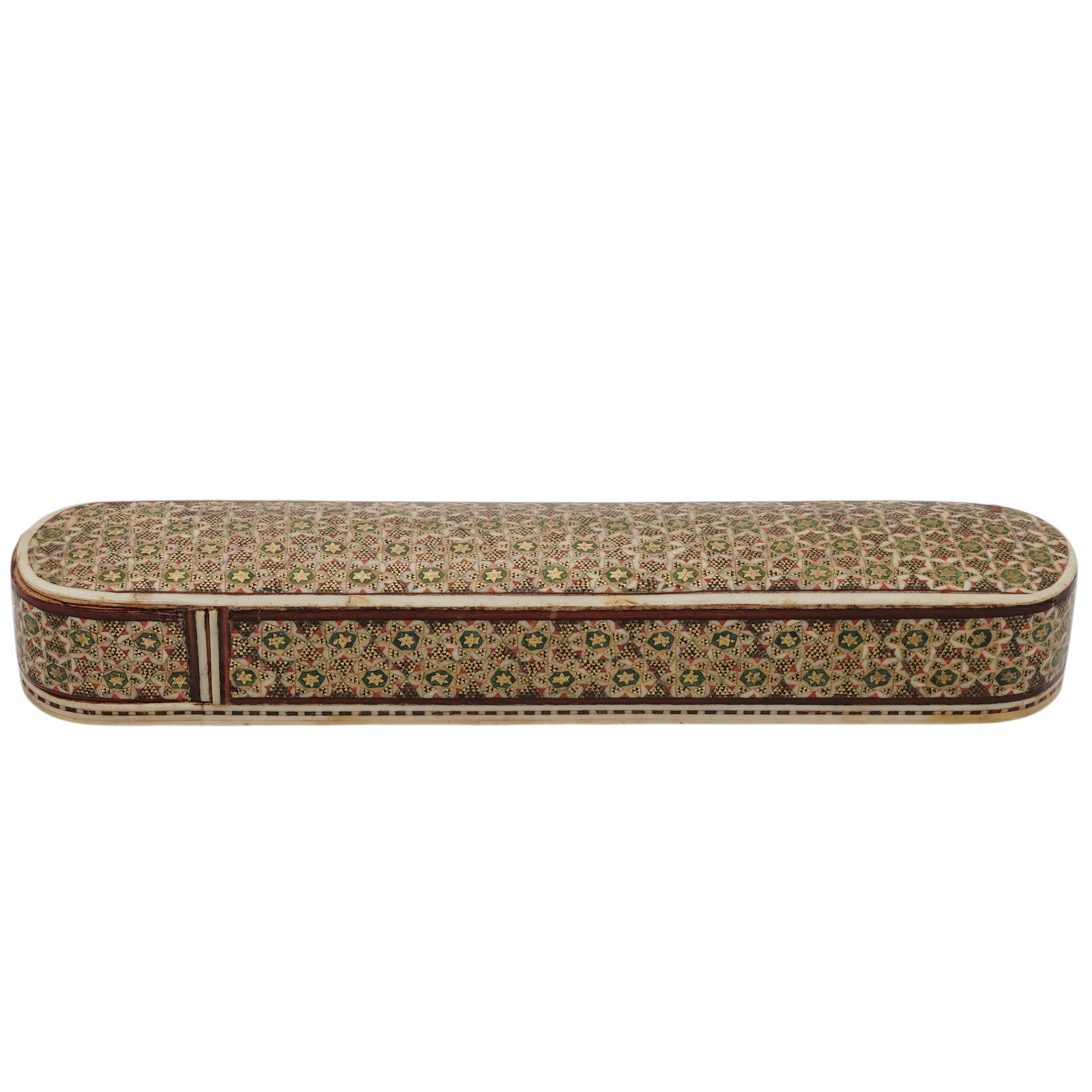 Persian Marquetry Micro-Mosaic Khatamkari Wood & Bone Pen Box (1 of 6)