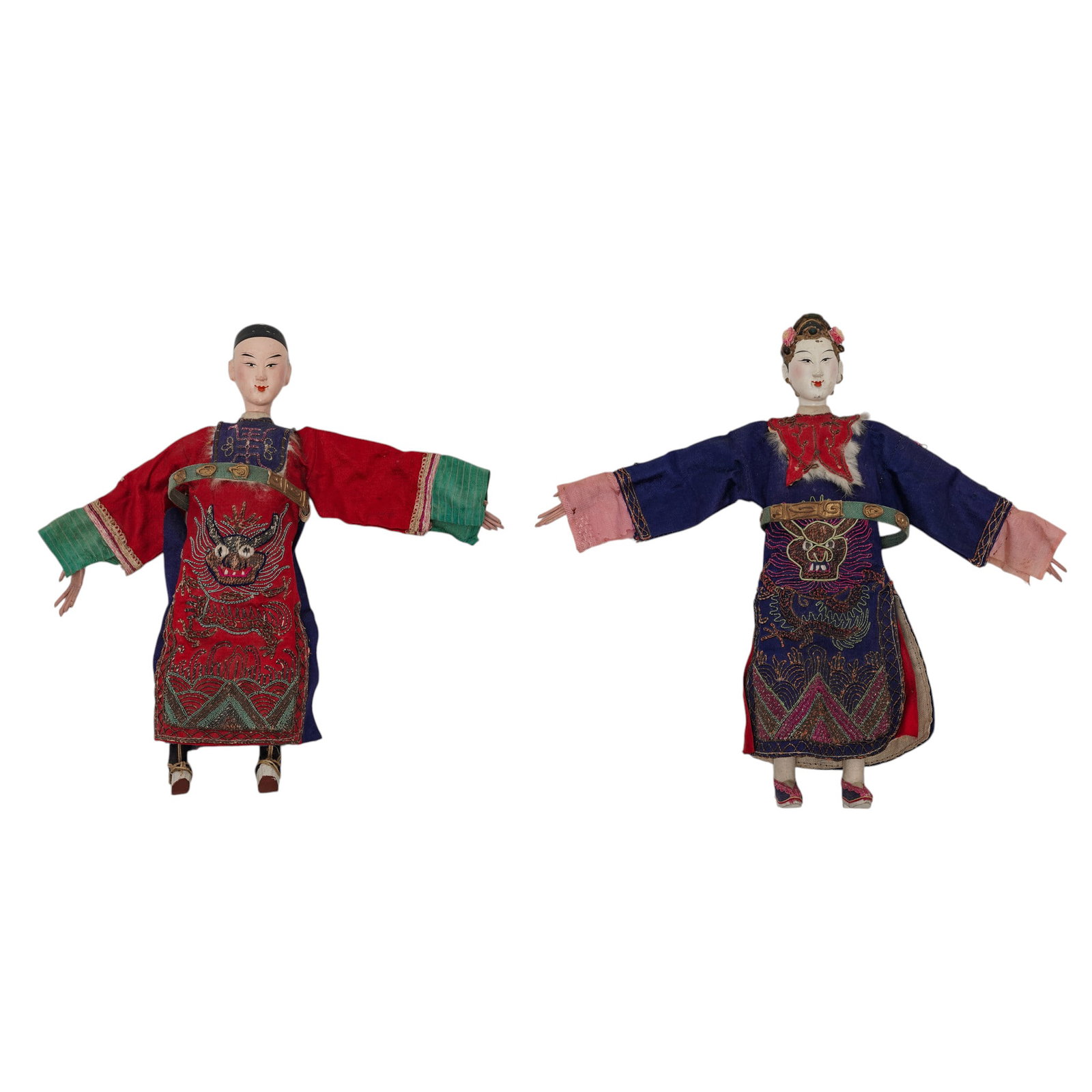 (2 pc) Antique Chinese Peking Opera / Chaozhou Character Dolls (1 of 11)
