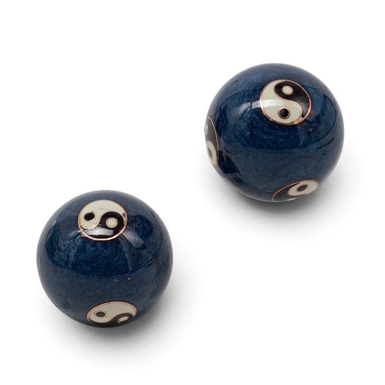 Pair Chinese Blue Baoding Balls: Pair Chinese Blue Baoding Balls 19th-20th century, Chinese Pair Chinese blue baoding balls. Provenance: Private Estate NY, NY Diameter 1.25"
