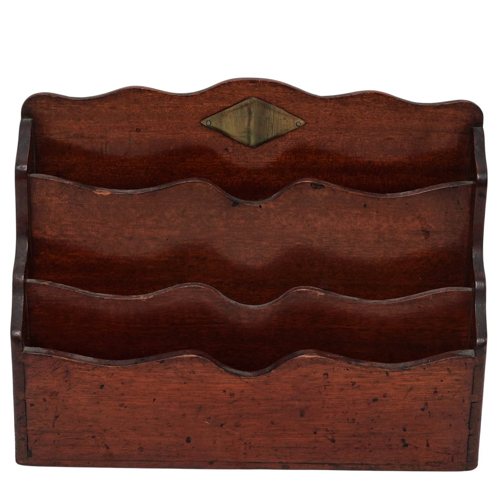 Antique Wooden Mail Rack: Antique Wooden Mail Rack Early 20th Century, England Antique wooden wall-mounted mail or letter rack of rectangular form, constructed with multiple tiered compartments for organizing correspondence.