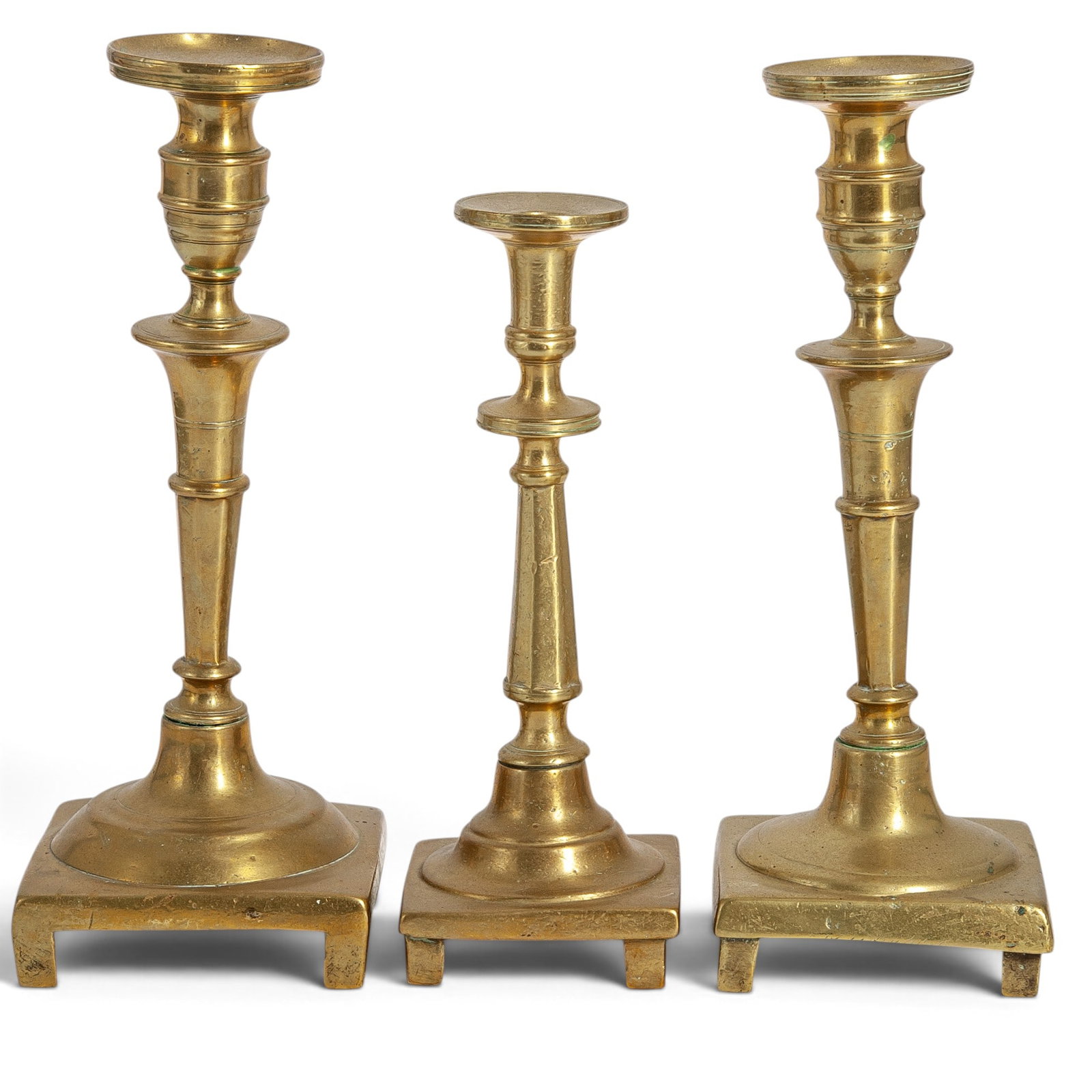 (3 pc) Antique Solid Brass Candlestick Holders (1 of 10)