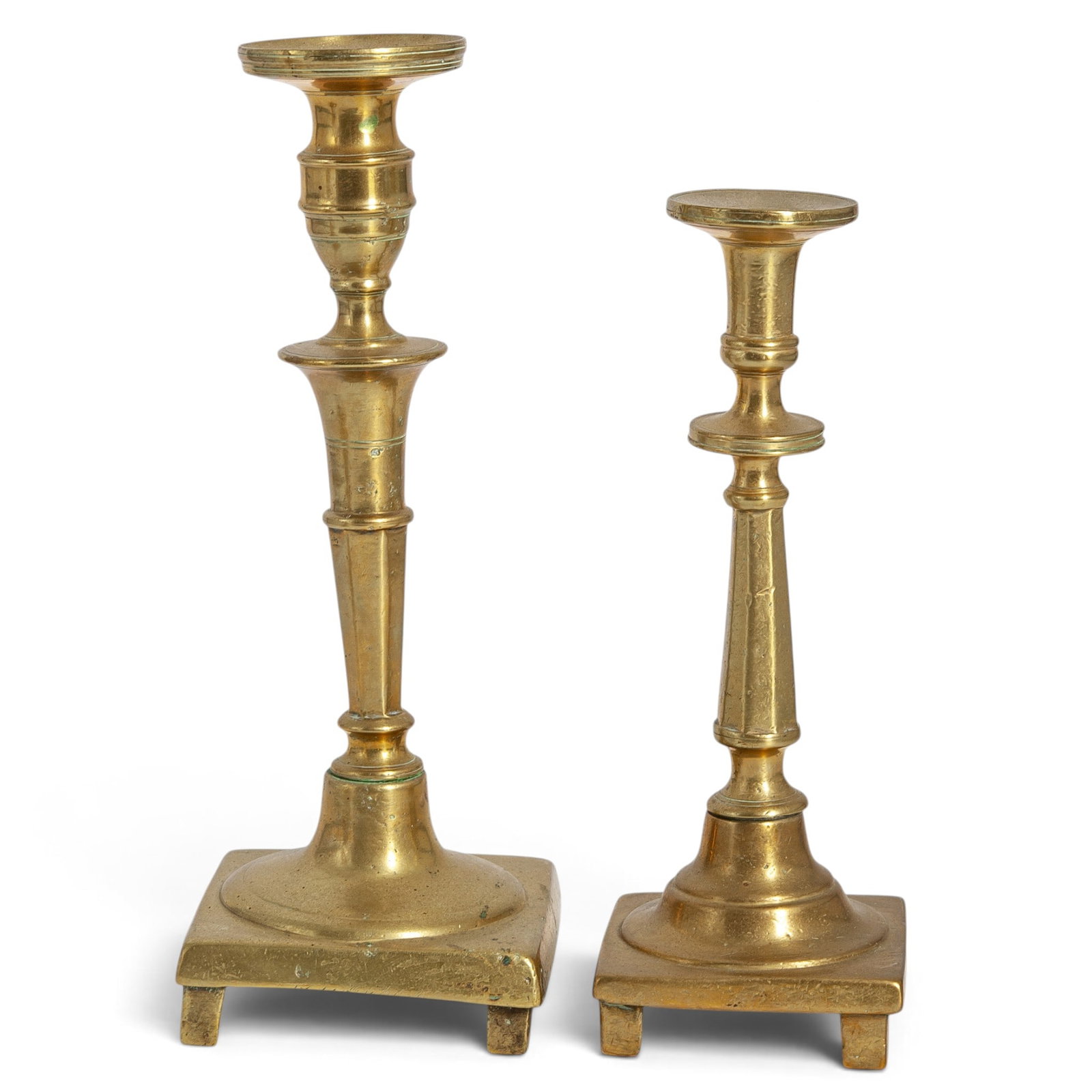(3 pc) Antique Solid Brass Candlestick Holders - 2