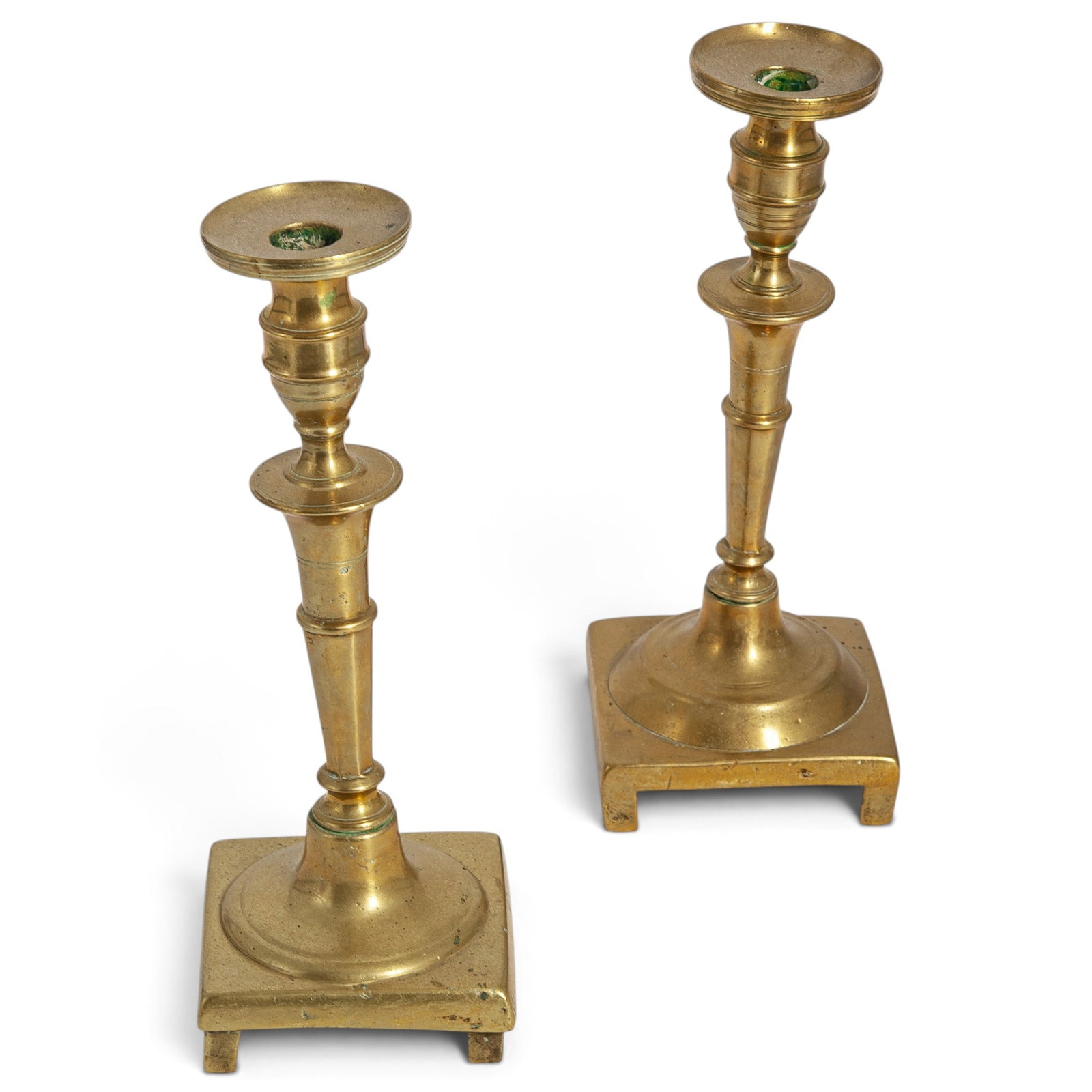 (3 pc) Antique Solid Brass Candlestick Holders - 3