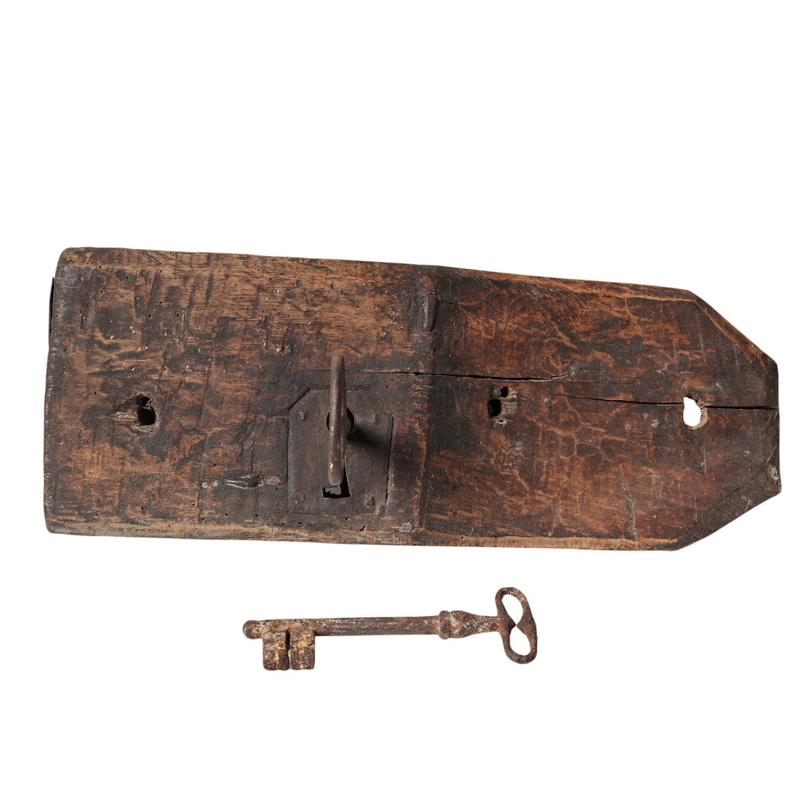 Antique Wood & Cast Iron Lock Mechanism (1 of 4)