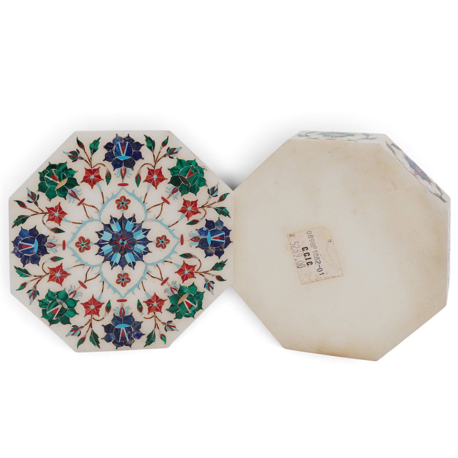 C.C.I.C Indian Marble Inlay Trinket Box - 10