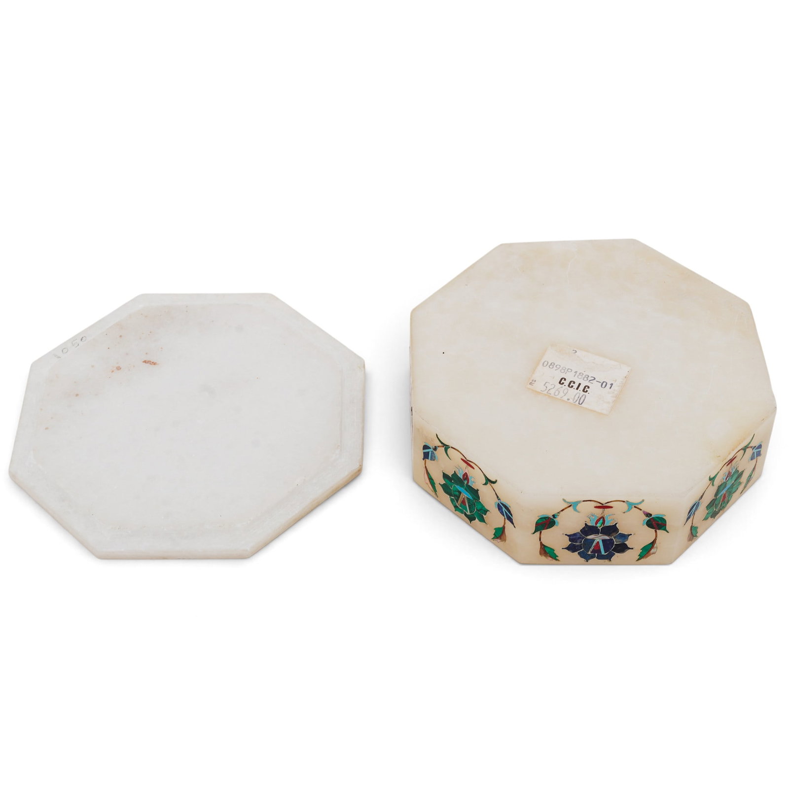 C.C.I.C Indian Marble Inlay Trinket Box - 7