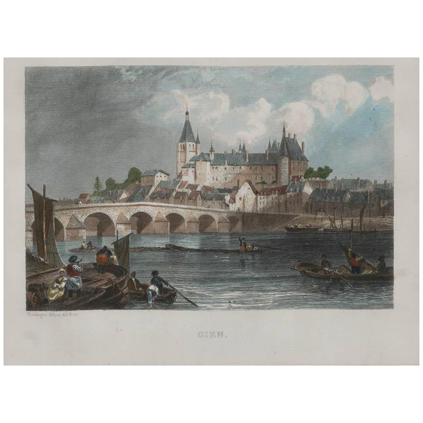 After Rouargue Frères "Gien" Hand Colored Engraving (1 of 6)