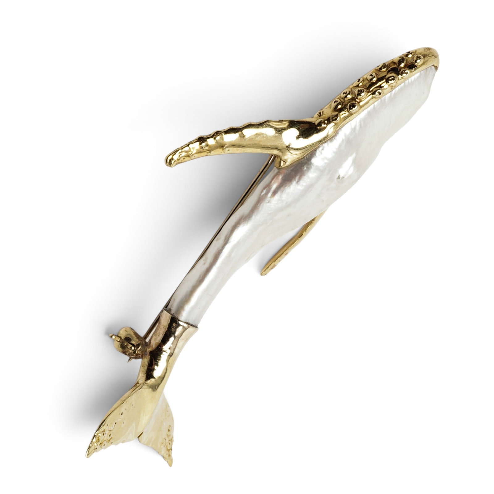 Signed 18K Gold MOP Whale Brooch (1 of 7)