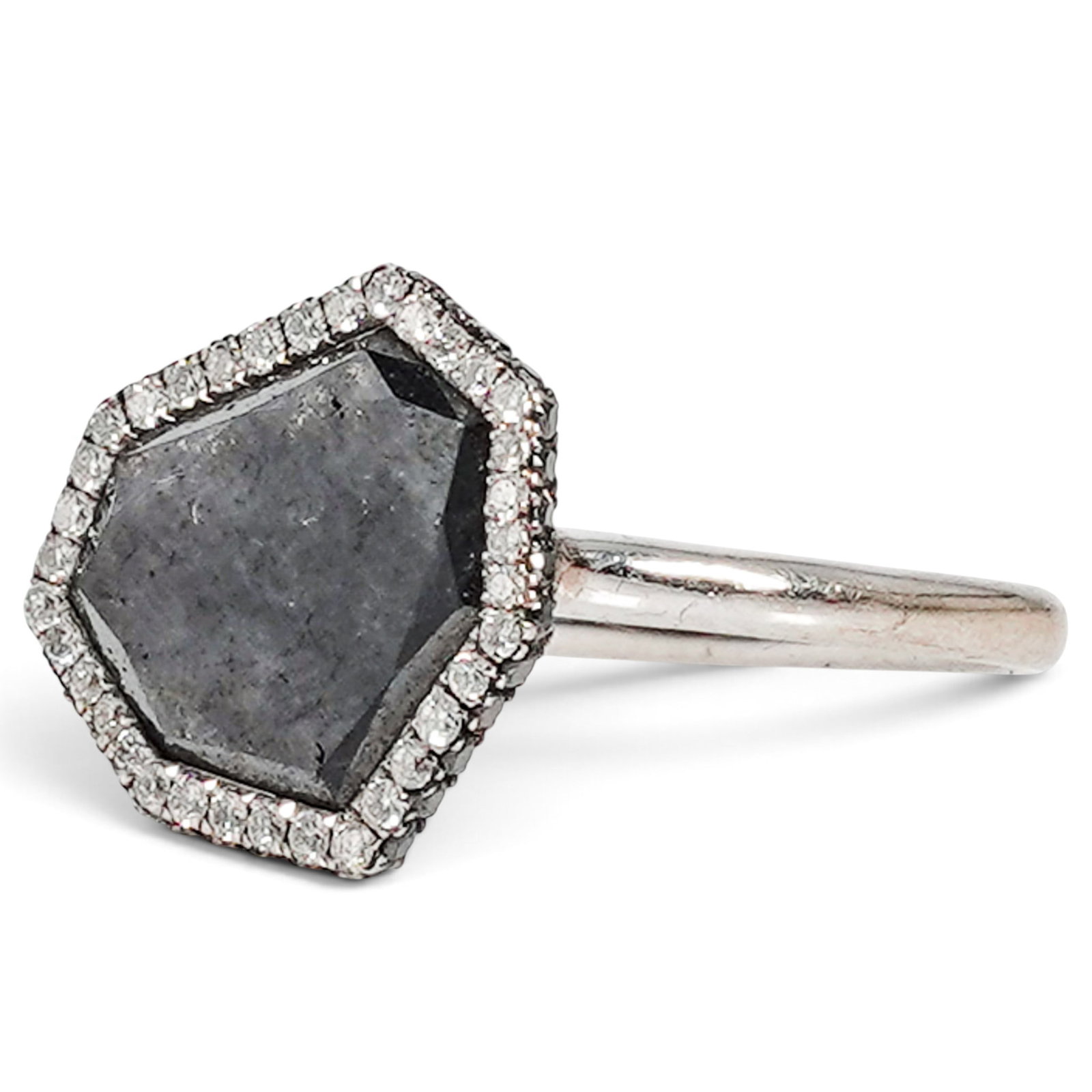 Martin Katz 18K Gold Diamond & Black Diamond Slice Ring (1 of 4)
