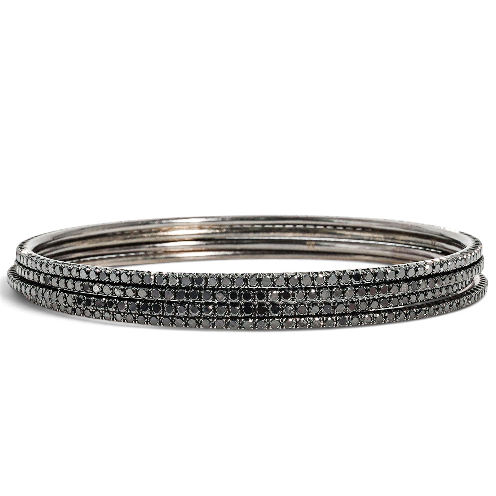 (4 Pcs) Martin Katz 18K Gold & Black Diamond Bangle Set (1 of 4)