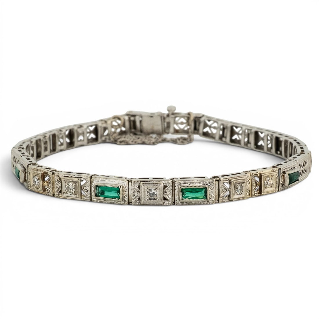 Vintage 14k Gold Emerald and Diamond Bracelet (1 of 5)