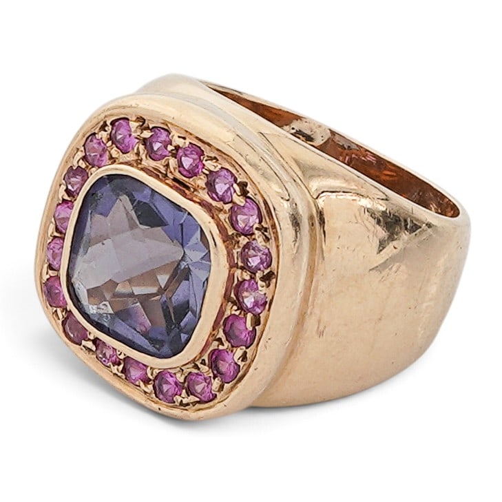 18K Gold Tanzanite & Pink Sapphire Cocktail Ring (1 of 6)