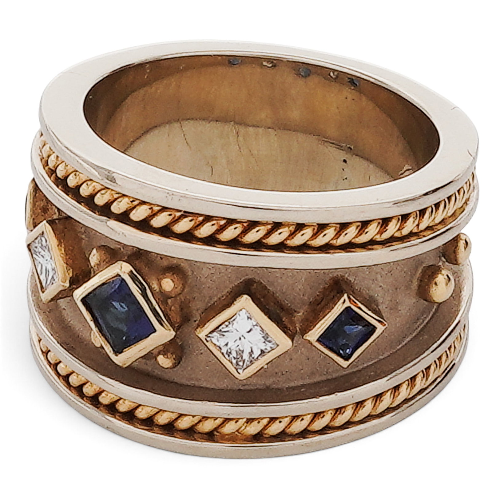18K Two-Tone Gold Sapphire and Diamond Band (1 of 9)