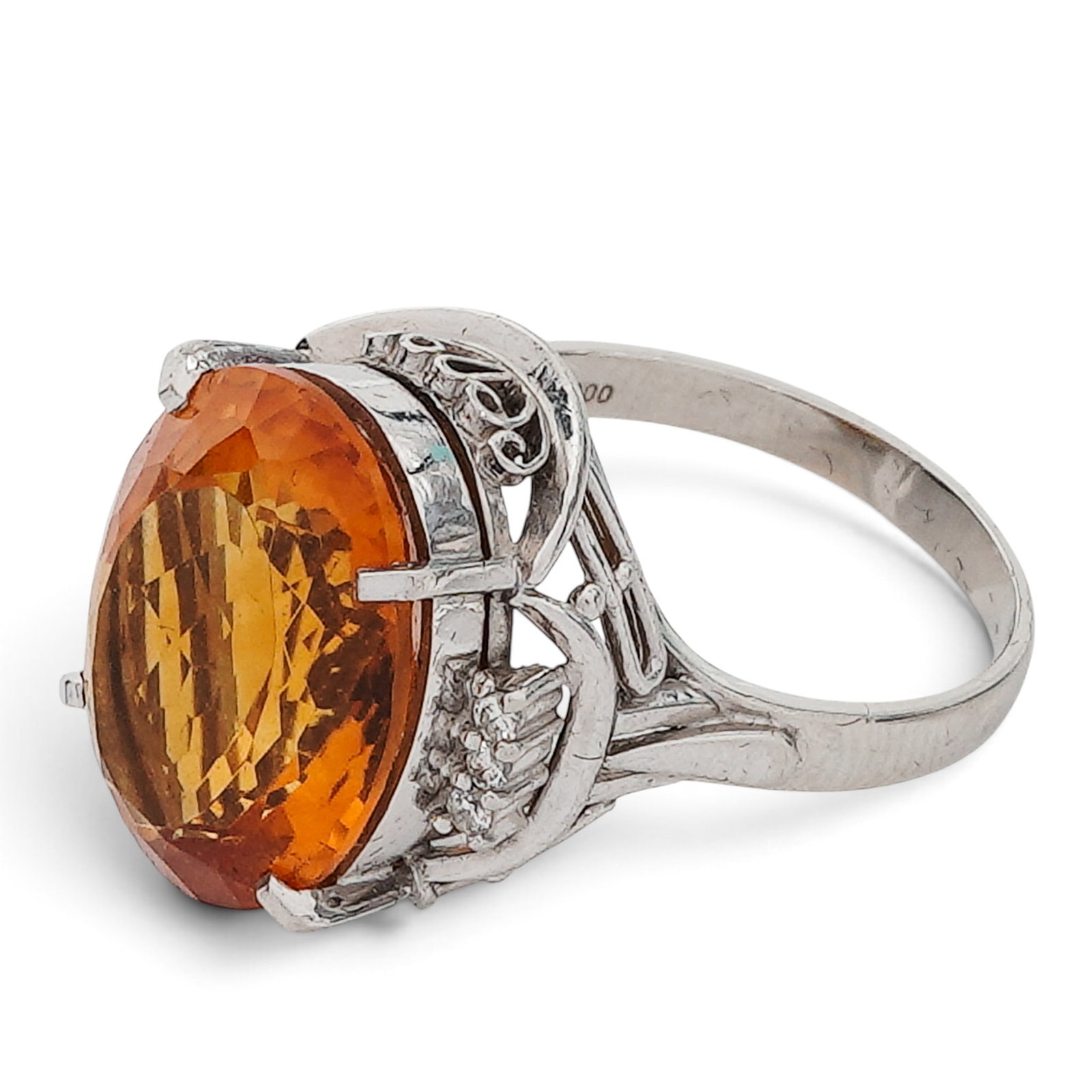 Deco Platinum Citrine & Diamond Ring (1 of 7)