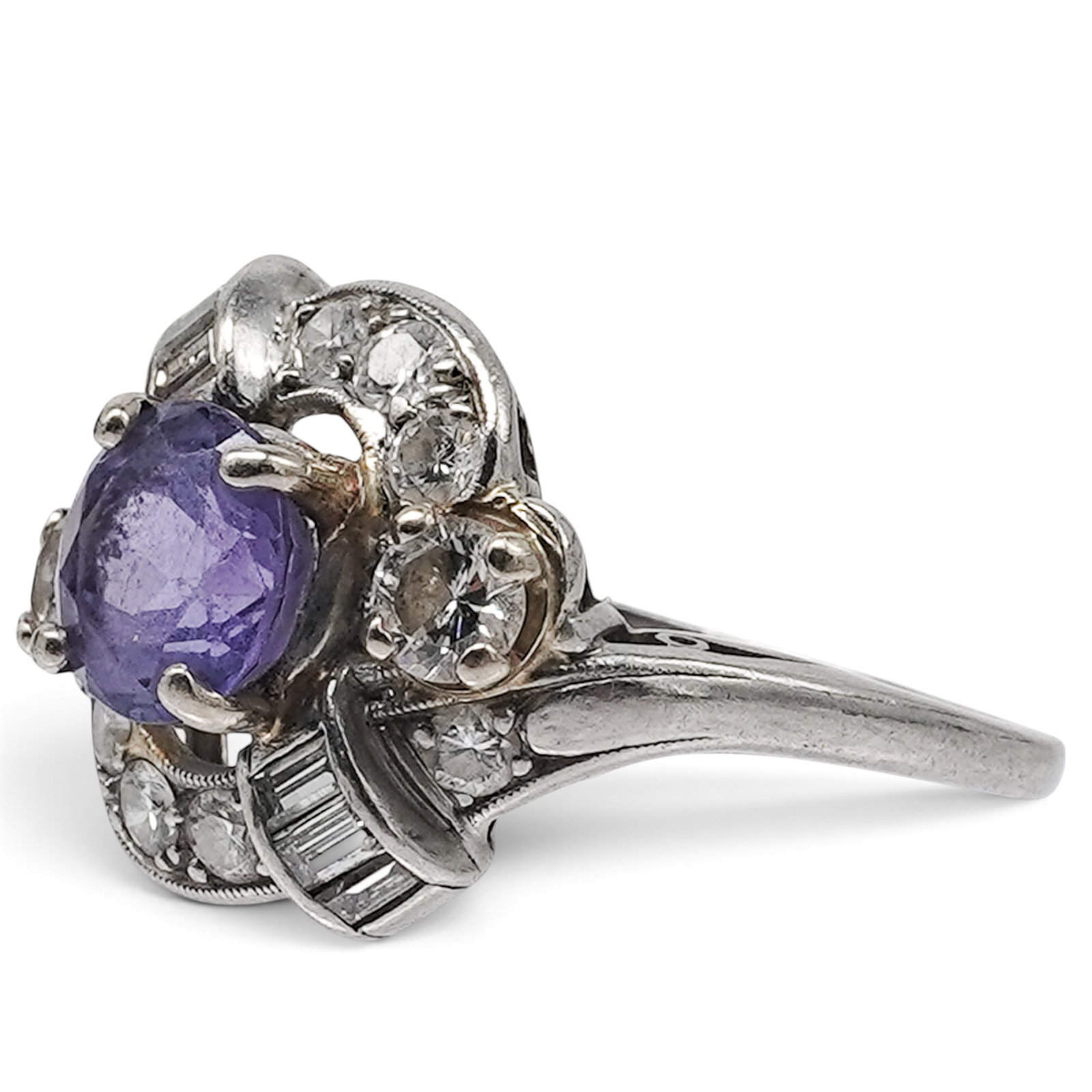 Art Deco Platinum Sapphire & Diamond Ring (1 of 8)
