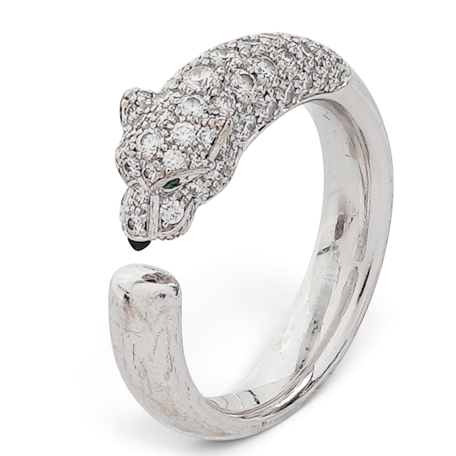 Cartier "Panthere de Cartier" 18k Gold and Diamond Ring: Cartier "Panthere de Cartier" 18k Gold and Diamond Ring 21st Cent. France Cartier "Panthère de Cartier" ring crafted in 18K white gold, featuring the iconic sculptural panther motif pavé-set through