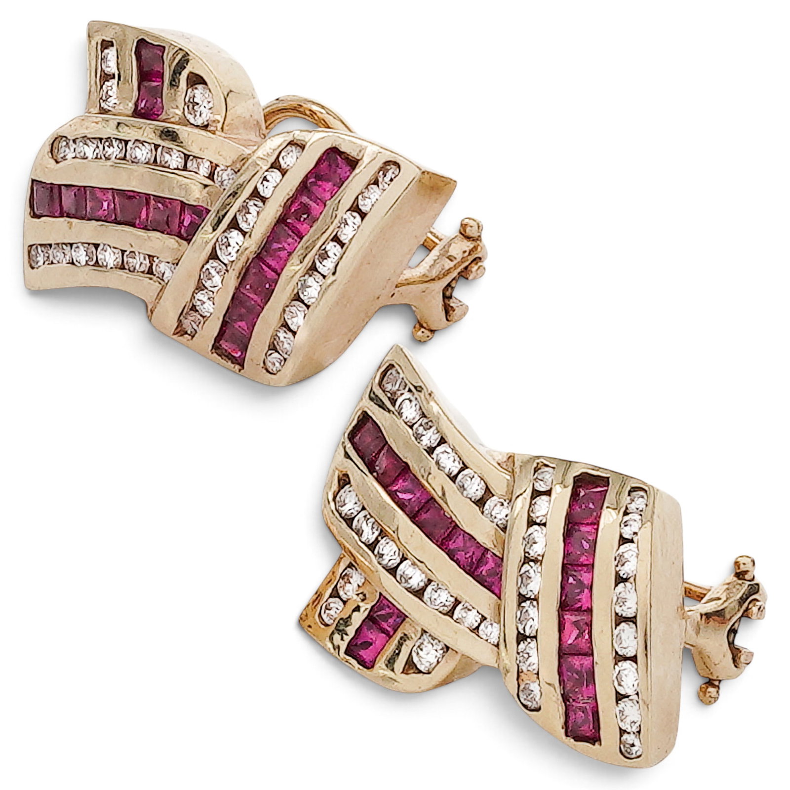 14k Gold Ruby & Diamond Earrings - 2