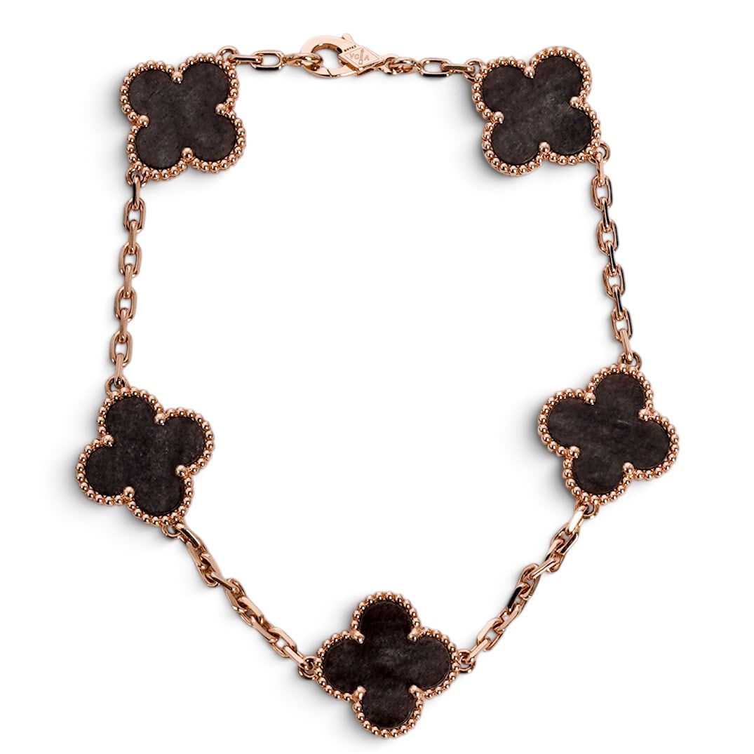 Rare Van Cleef & Arpels Gold & Obsidian "Vintage Alhambra" Bracelet (1 of 11)