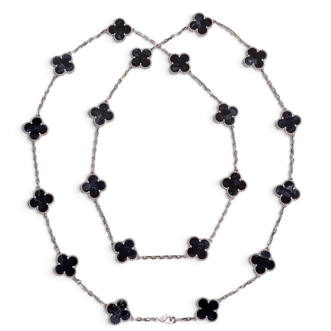 Van Cleef & Arpels "Vintage Alhambra" 18K Gold Pietersite 20 Motif Necklace (1 of 9)