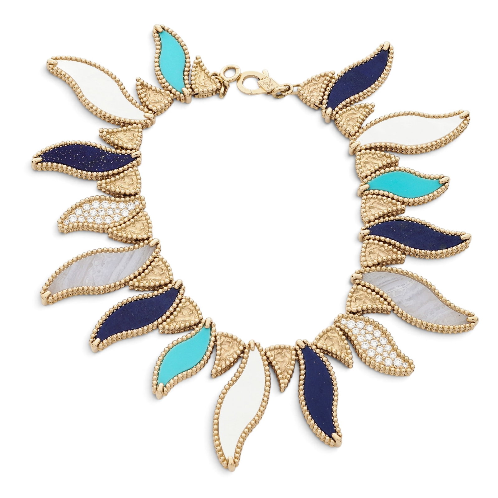 Van Cleef & Arpels 18K Gold "Lucky Summer" Wave Bracelet: Van Cleef & Arpels 18K Gold "Lucky Summer" Wave Bracelet Contemporary, French. Van Cleef & Arpels 18K yellow gold Lucky Summer Wave bracelet with alternating wave-form links set with lapis lazuli,