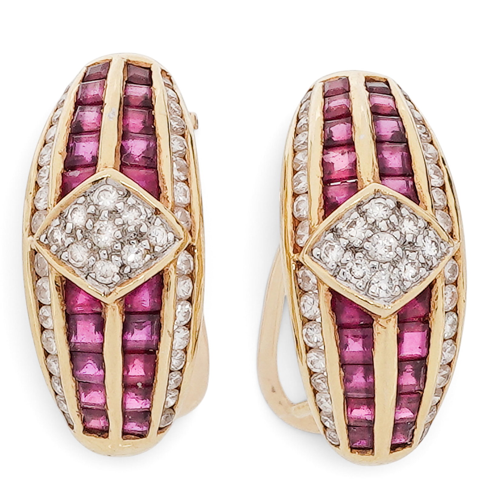 18K Gold Ruby & Diamond Earrings - 5