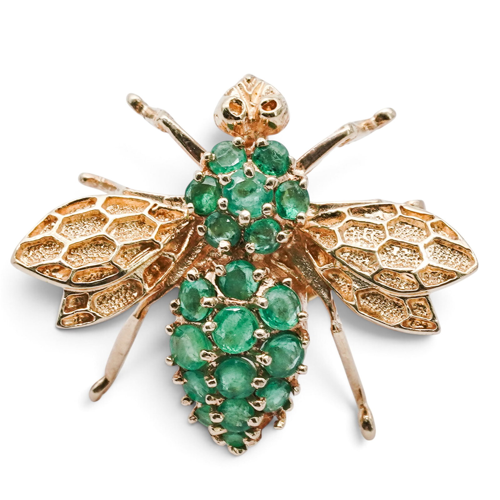 14K Gold Ruby & Emerald Bee Earrings - 3