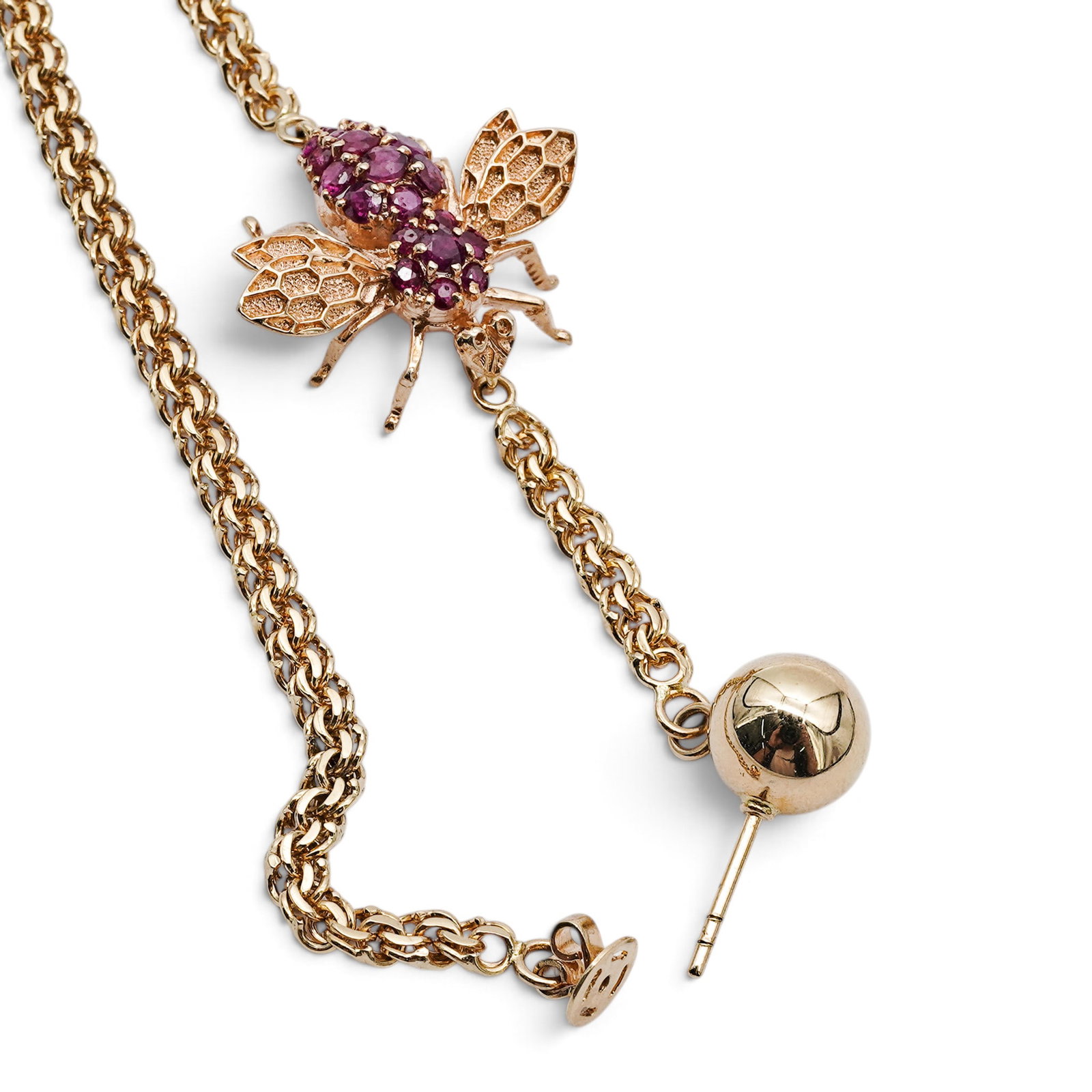 14K Gold Ruby & Emerald Bee Earrings - 5